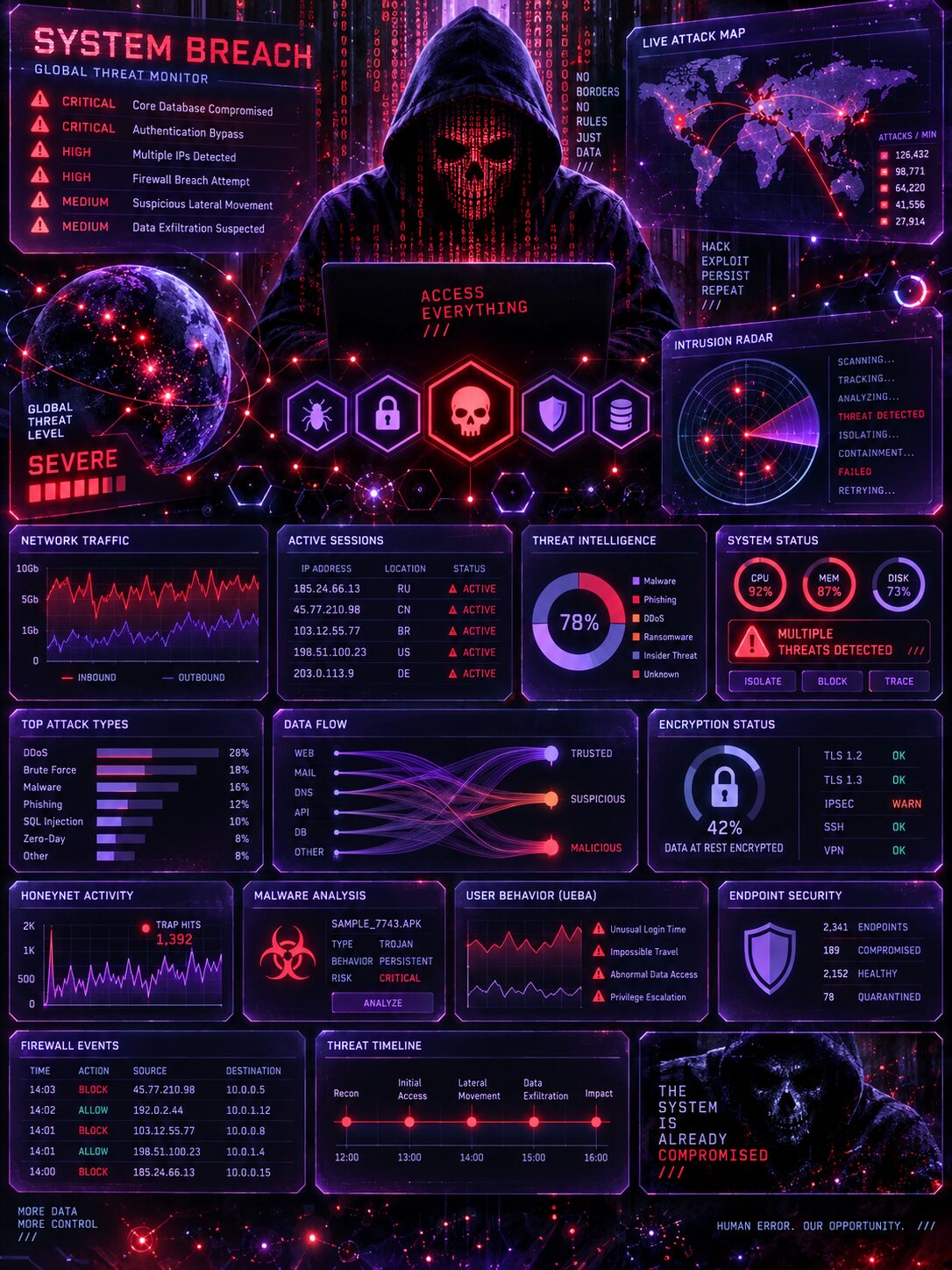 Клишированный hacker dashboard